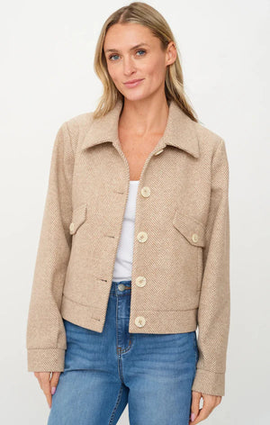 Katrina Herringbone Jacket in Camel - Six/Fifty