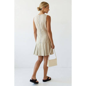 Garment Wash Drop Waist Pleated Hem Dress-Naked Zebra WD8043