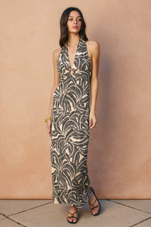 Halter O Ring Maxi Dress-Dress Forum FD13790-CP781