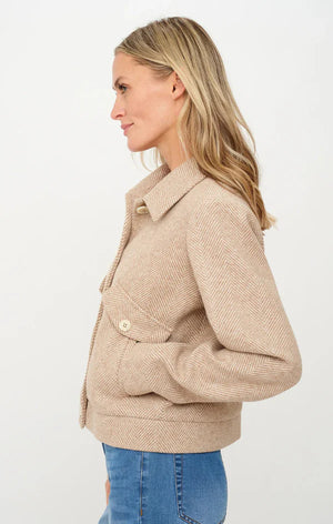 Katrina Herringbone Jacket in Camel - Six/Fifty