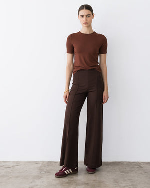 Ponte knit standard wide leg pant chocolate-Ripley Rader
