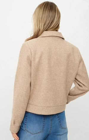 Katrina Herringbone Jacket in Camel - Six/Fifty