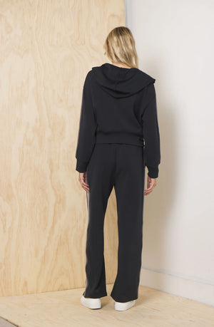 Striped Cloud Fleece Wide Leg Pant in Black - Vintage Havana