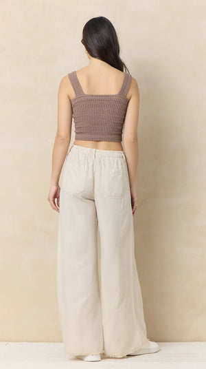 Tencel wide leg pant soft tan-Vintage Havana CC13380