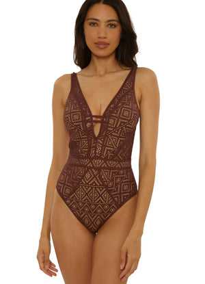 Color Play One Piece Plunge in Mocha - Becca