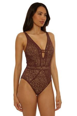 Color Play One Piece Plunge in Mocha - Becca