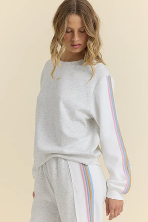 Varsity grey spring stripe cloud crew-Vintage Havana B13982