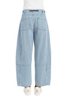 Grommet waist stripe crop pant blue stripe-Tractr 97045-RFGF