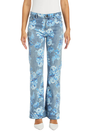 Printed blue floral jean-tractr 97527-D2MB