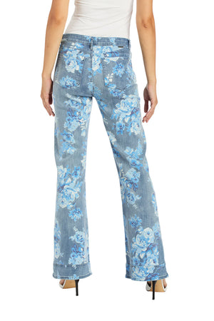 Printed blue floral jean-tractr 97527-D2MB