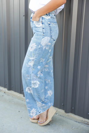 High rise floral flare jean-Vervet