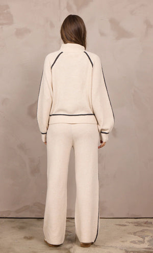 quarter zip sweatshirt w/contrast-Vintage Havana B14489