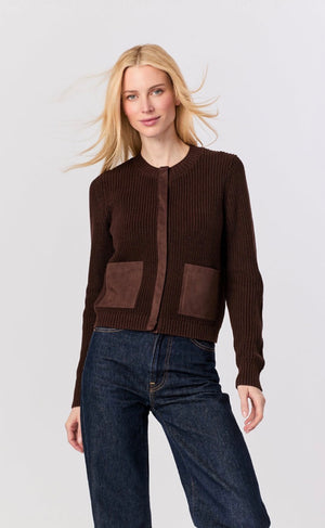 Suede trim shaker cardigan-J. Society 24040