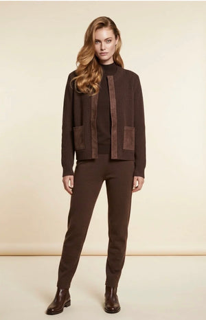 Suede trim shaker cardigan-J. Society 24040