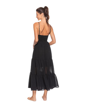V neck maxi dress cover up-Guria S43-BL