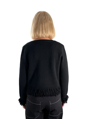 Sued fringe trim cardi-J Society 24000