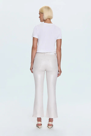 Lennon High Rise Cropped Boot in Ivory Luster - Pistola Denim