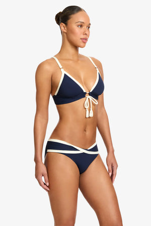 Tierna Triangle Top in Navy/Cream - Robin Piccone