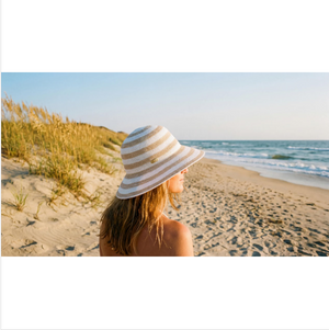 Ivory stripe bucket hat-Sun n Sand HH3575