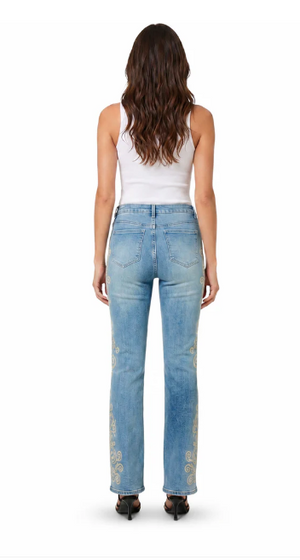 Flocked Side Seam Flare jean-Tract 9F313-DDNW
