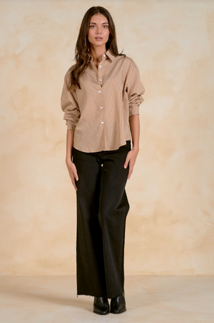Tan Stripe shirt-Elan CS11698