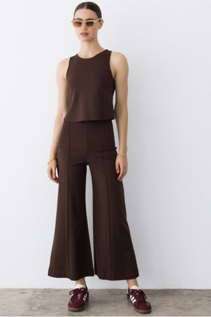 Ponte cropped wide leg Chocolate-Ripley Rader