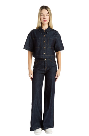S/S boxy denim shirt -Tractr 99572-D1zz