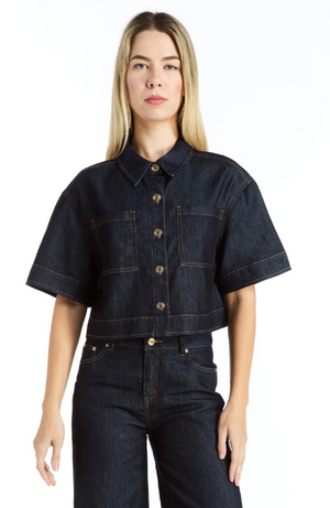 S/S boxy denim shirt -Tractr 99572-D1zz