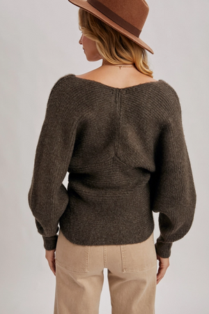 Wrap crossover fuzzy sweater Ash-Bluivy W00810