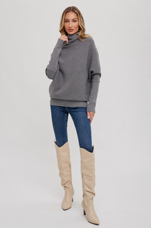 Slouch nck dolman sleeve pullover dk grey-Bluivy