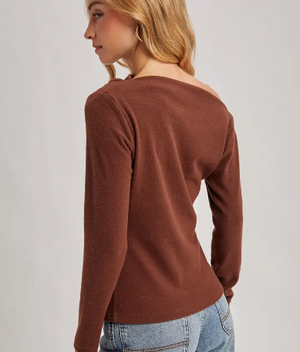 One off shoulder top hazelnut- Bluivy