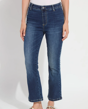 Ankle Estelle everyday flare denim dark mid wash-Lysse 3813