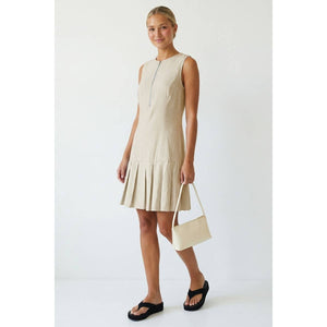 Garment Wash Drop Waist Pleated Hem Dress-Naked Zebra WD8043