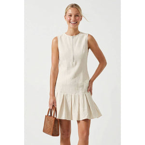Garment Wash Drop Waist Pleated Hem Dress-Naked Zebra WD8043