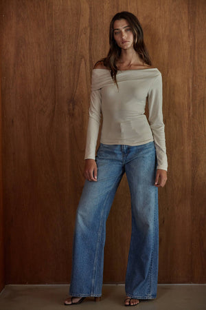 Knit Foldover Off The Shoulder top- By Together - L10214
