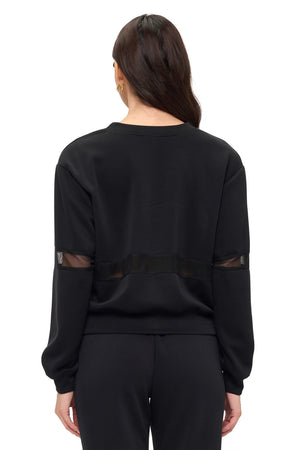 Mesh Detail Scuba Pullover in Black - Brooklyn Isles