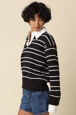 Kaley Stripe Rugby -Olivaceous