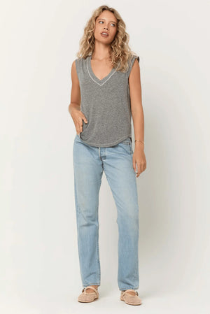 Rue V Neck Tank in Heather Grey - Project Social T