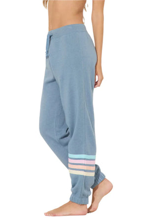 Pastel Stripe Fleece Jogger in Denim - Vintage Havana