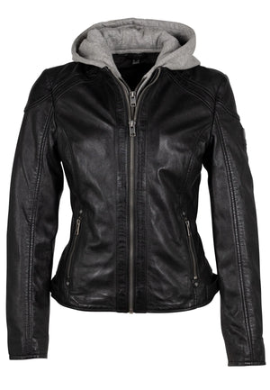 Allice Leather Jacket with Removable Hood - Mauritius