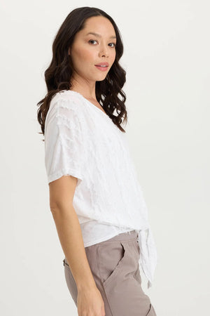 Curine V-Neck Top in White - XCVI