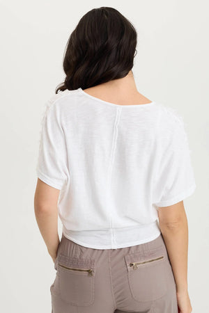 Curine V-Neck Top in White - XCVI