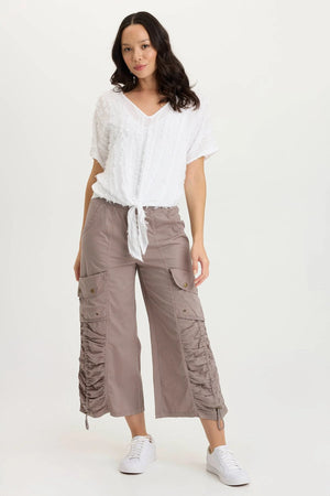 Curine V-Neck Top in White - XCVI