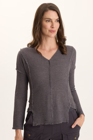 Arnie V Neck Top in Ashler - XCVI