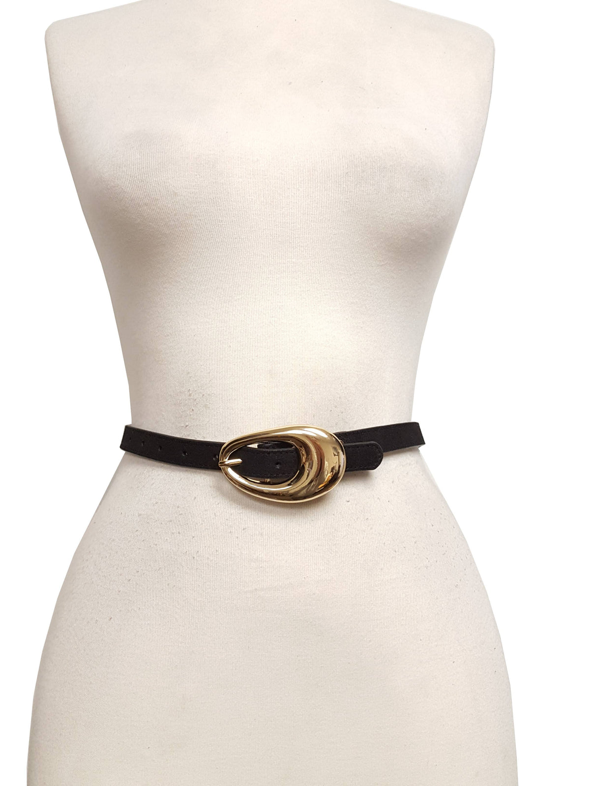 Genuine Suede Belt with Gold Tear Drop Buckle-Axesoria West -