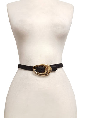 Genuine Suede Belt with Gold Tear Drop Buckle-Axesoria West -
