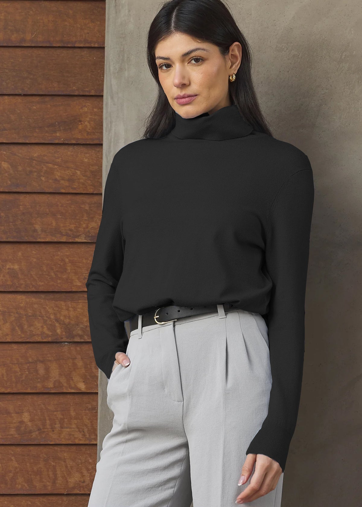 Otis Turtleneck in Black - Stitches & Stripes