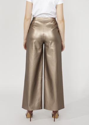 High Waisted Pleather Pant in Pewter - Frank Lyman