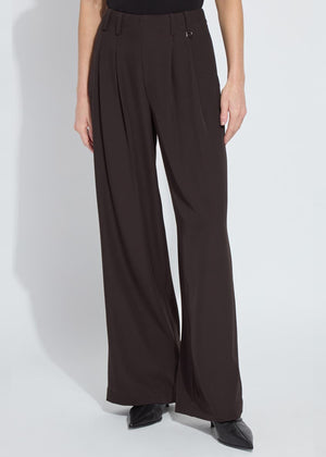 Darcy Pleated Wide Leg in Espresso - Lysse