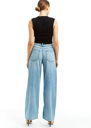 Wide Leg With Curved Outseam - Tractr Jeans